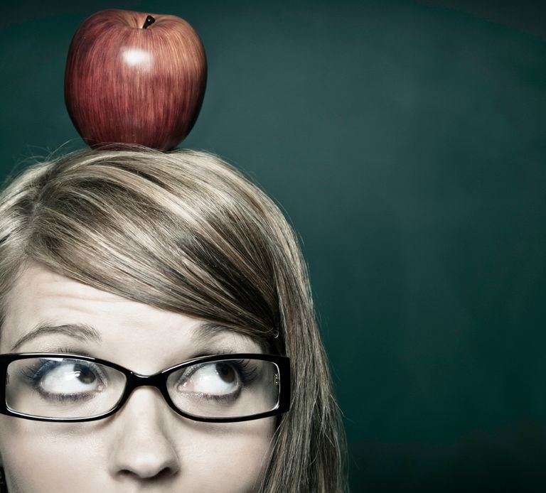 psychology teacher with apple